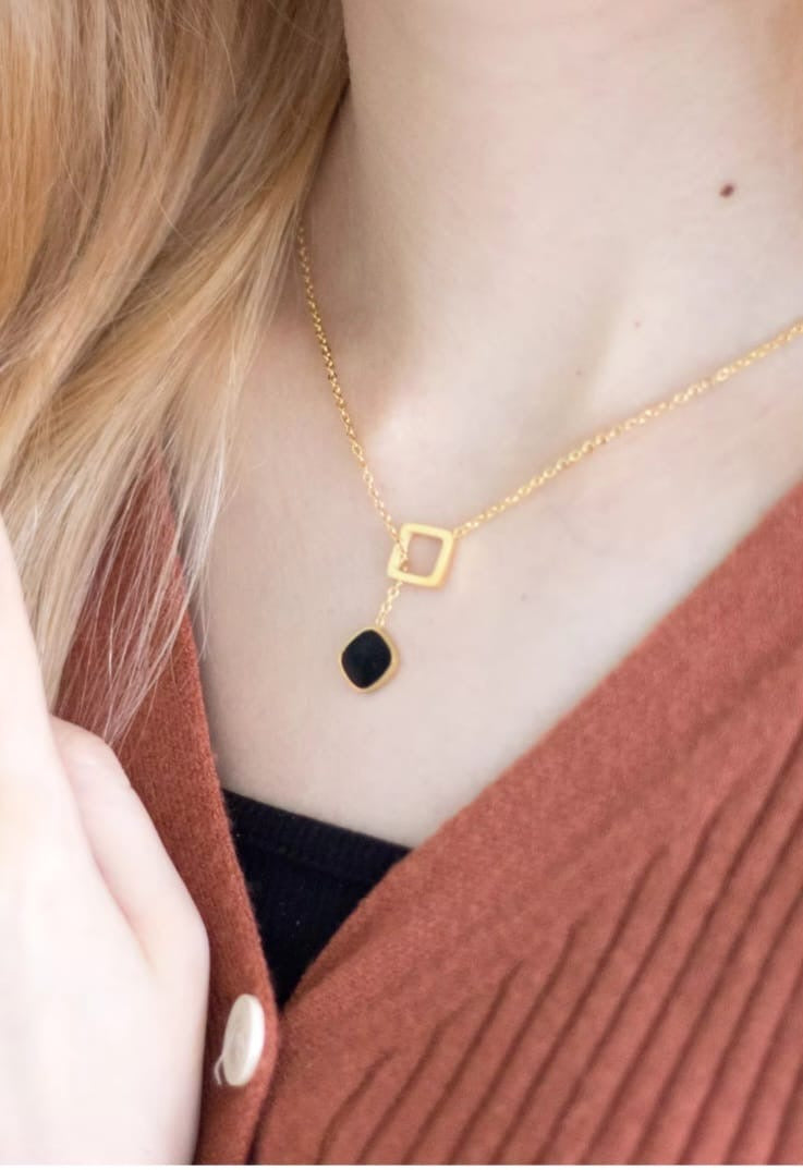 Rose Gold French style square Necklace