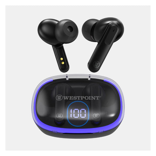 West Point Bluetooth Wireless Earbuds, Black,