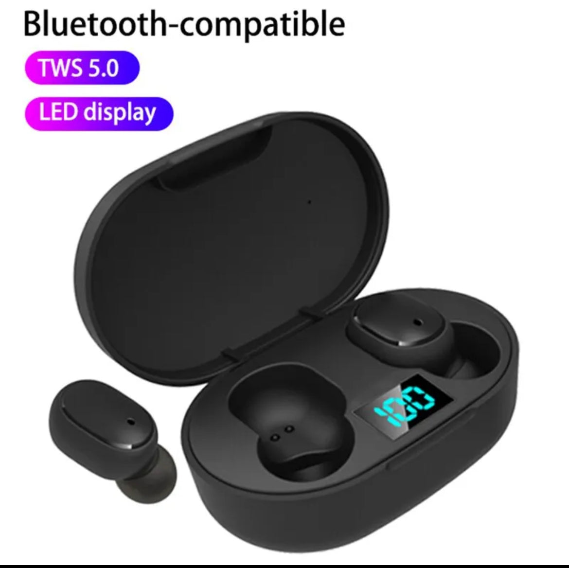 E6S TWS Wireless Bluetooth Earbuds – Waterproof, Noise-Cancelling Gaming Headset with LED Display